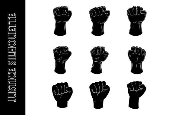 Black Fists in a Graphic Design Pattern for Graphics & Crafts