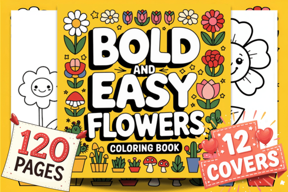 Bold and Easy Flowers Coloring Pages for Graphics