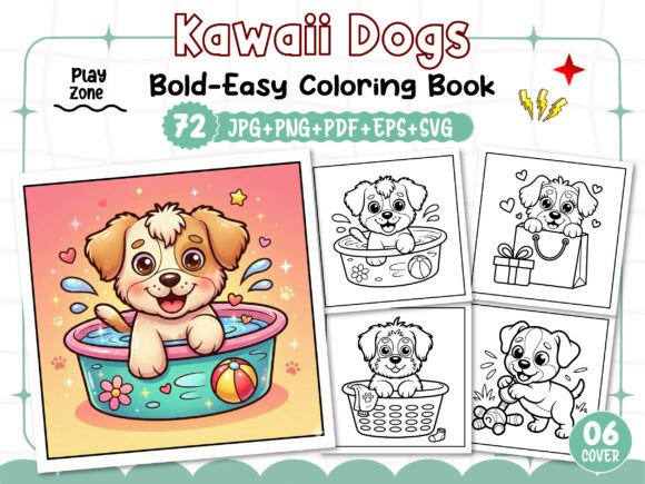 Bold and Easy Kawaii Dogs Coloring Pages Review