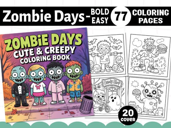 Bold and Easy Zombie Days Coloring Book: Graphics for Creative Pages