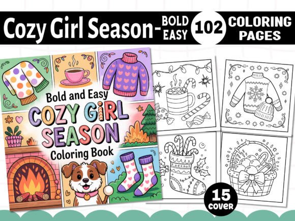 Bold Easy Cozy Girl Season Coloring Page for Graphics and Coloring Pages