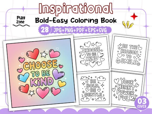 Bold Easy Inspirational Coloring Pages for Graphics & Crafts