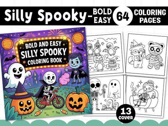 Bold Easy Silly Spooky Coloring Pages for Graphics