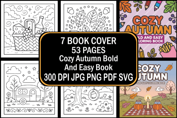 Cozy Autumn Bold and Easy Coloring Books for Graphics