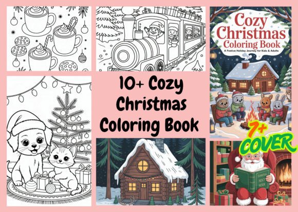 Cozy Christmas Coloring Book: Graphics and Coloring Pages for Publishers