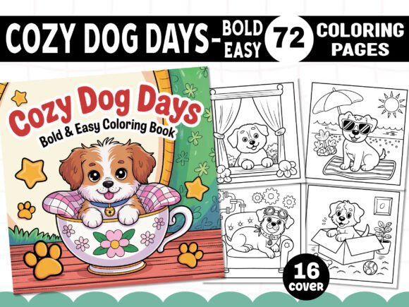 Cozy Dog Days Coloring Pages for Graphics and Branding