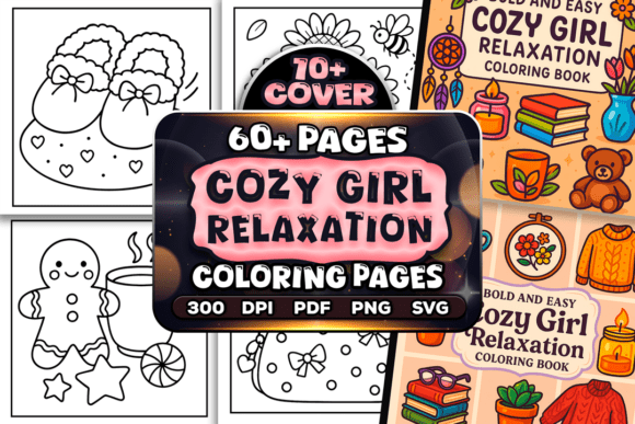 Easy Cozy Girl Relaxation Coloring Pages Graphics
