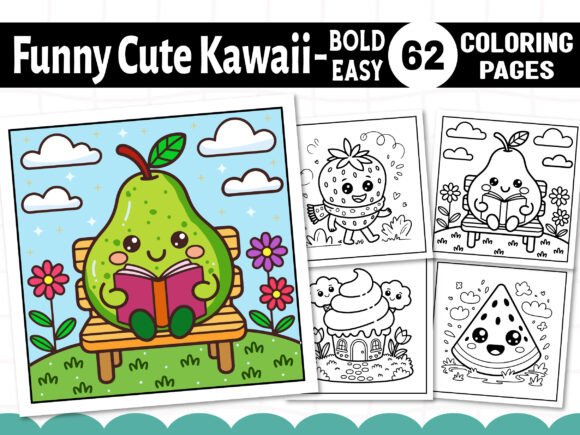 Funny Cute Kawaii Fruits Coloring Pages Graphics Review
