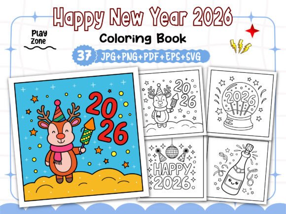 Happy New Year 2026 Coloring Pages