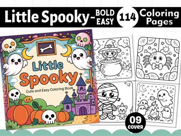 Little Spooky Cute Easy Coloring Pages for Graphics