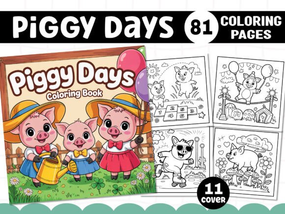 Piggy Days Coloring Pages for Kids: Graphics & Coloring Pages Review