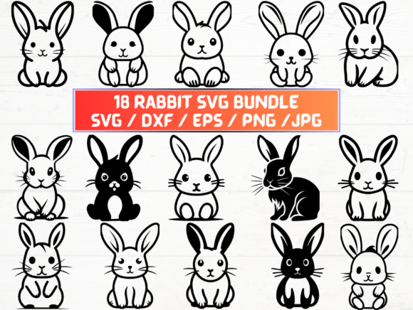Rabbit SVG, DXF, EPS, JPG, PNG for Laser Cutting and Wall Decor