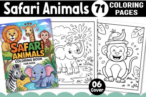 Safari Animals Coloring Pages for Kids Graphics Review