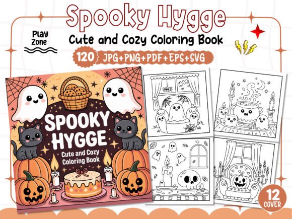 Spooky Hygge Cute Cozy Coloring Pages Graphics Review