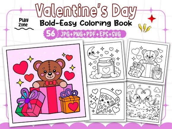 Valentine s Day Coloring Pages Bold Easy Graphics for Branding