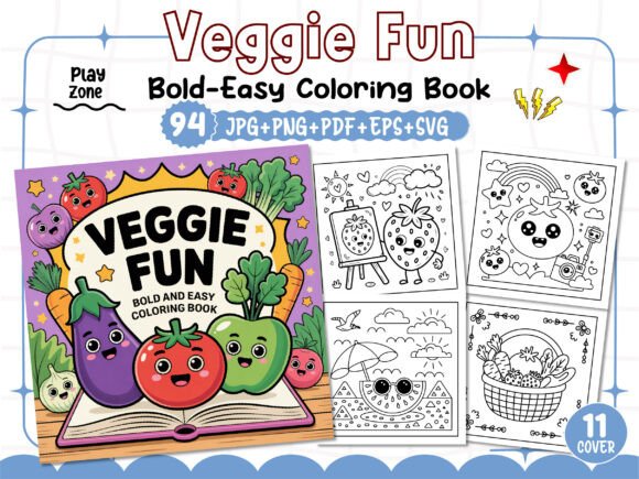 Veggie Fun Bold Easy Coloring Pages for Graphics