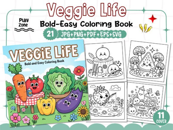 Veggie Life Fruits Vegetables Coloring Graphics & Pages Review