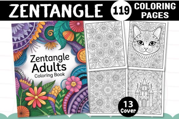 Zentangle Adults Coloring Pages Bundle: Premium Graphics for Branding