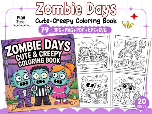 Zombie Days Coloring Pages: Bold Graphics for Crafters